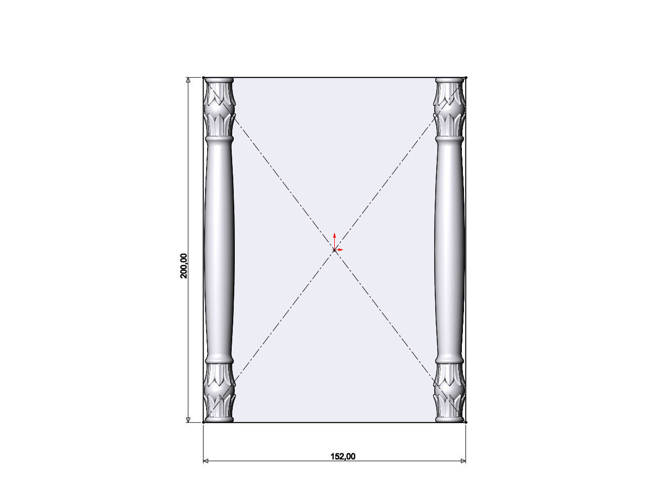 Simple lotus scroll pillars rectangular panel onlay relief 3D print model_6