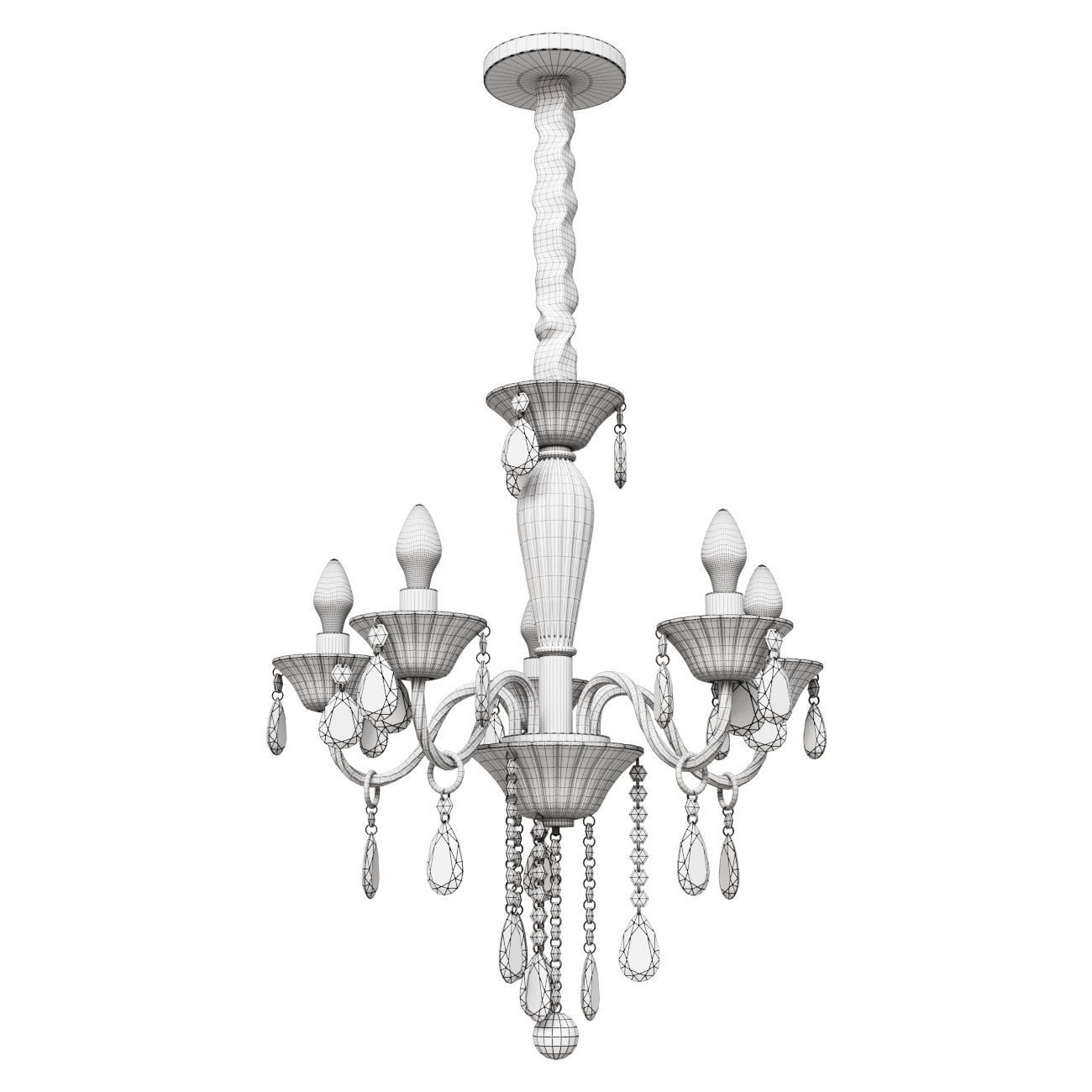 Ideal Lux TIEPOLO 5-Flg Barock Kristall Kronleuchter  3D model_1