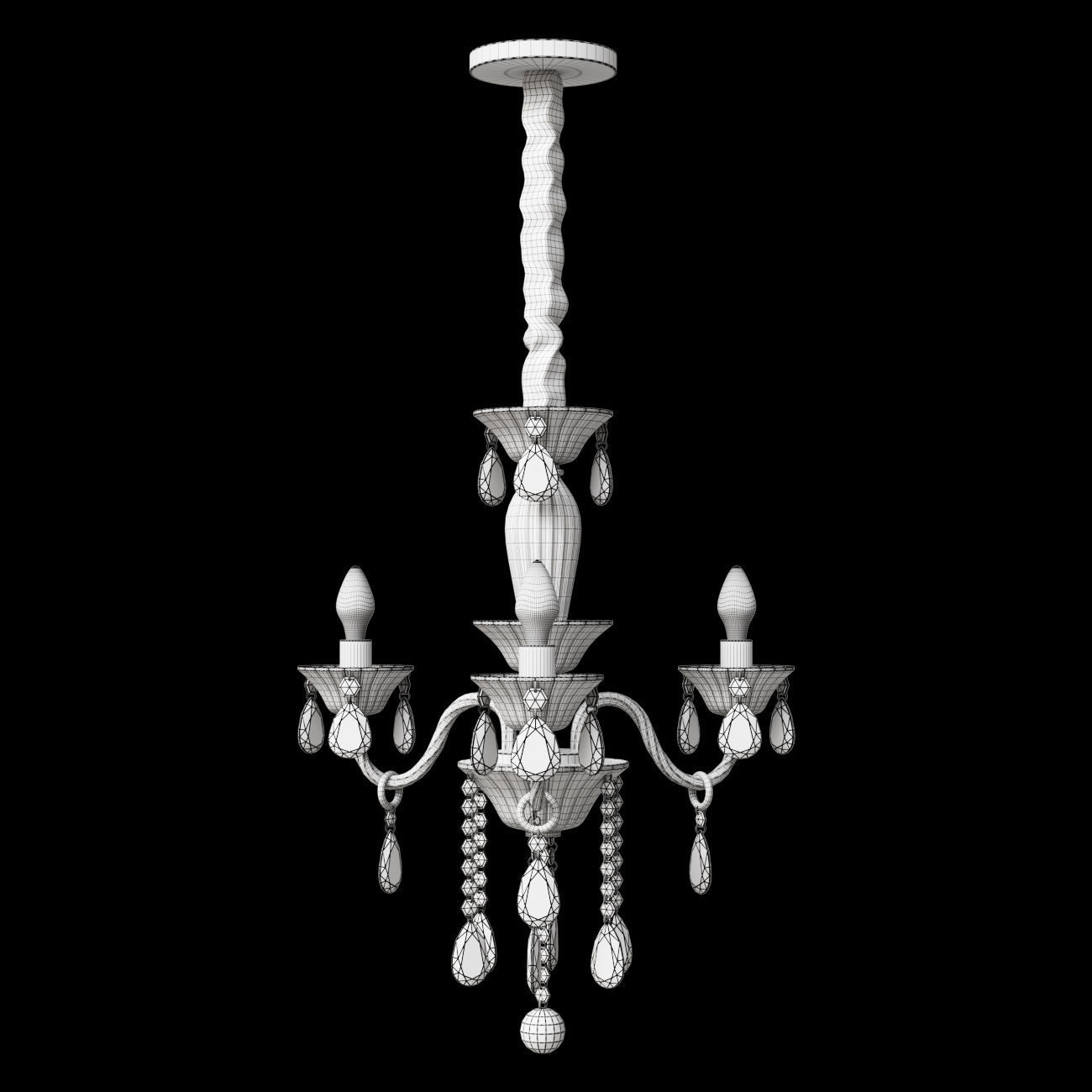 Ideal Lux TIEPOLO  3-Flg Barock Kristall Transparent 034706 3D model_1