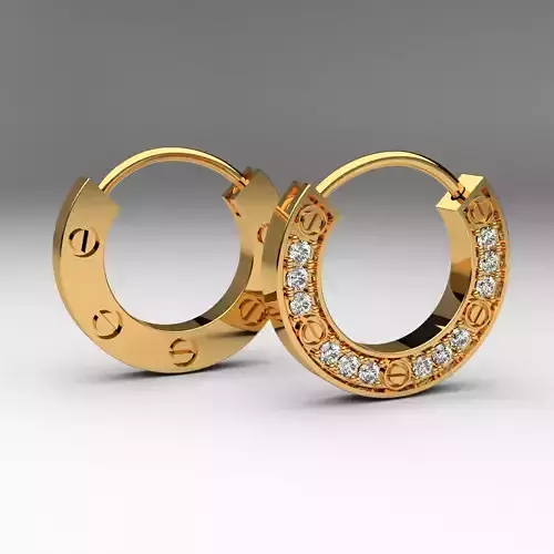 LOVE Earrings with bolt - screw diamond earrings 3D print model