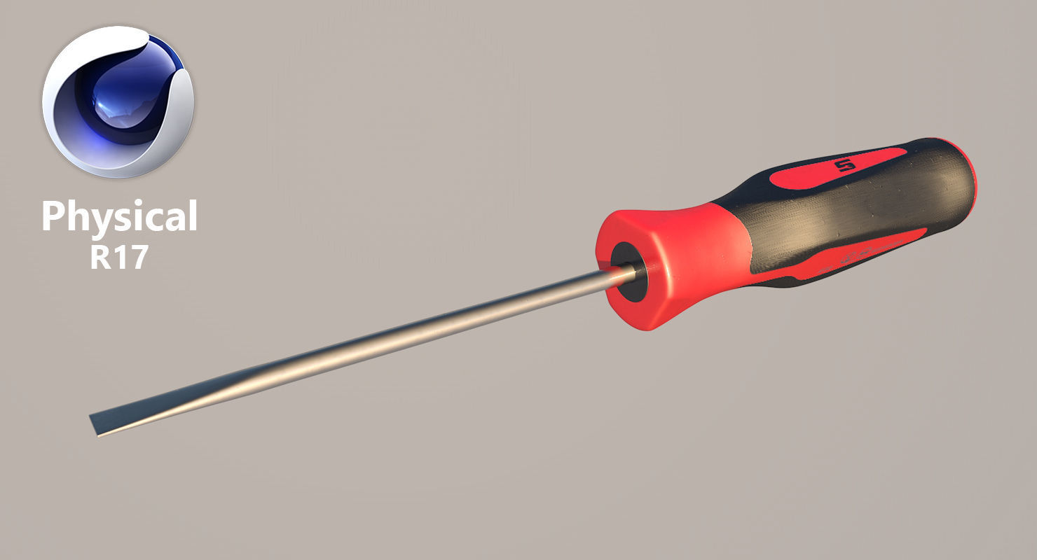 Flat Tip 3 16 Instinct MiniTip SoftGrip Red Screwdriver SGD304BR Low-poly 3D model_25