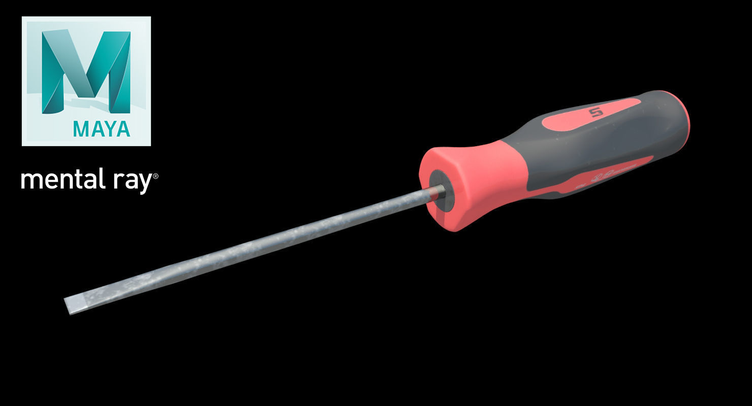 Flat Tip 3 16 Instinct MiniTip SoftGrip Red Screwdriver SGD304BR Low-poly 3D model_22