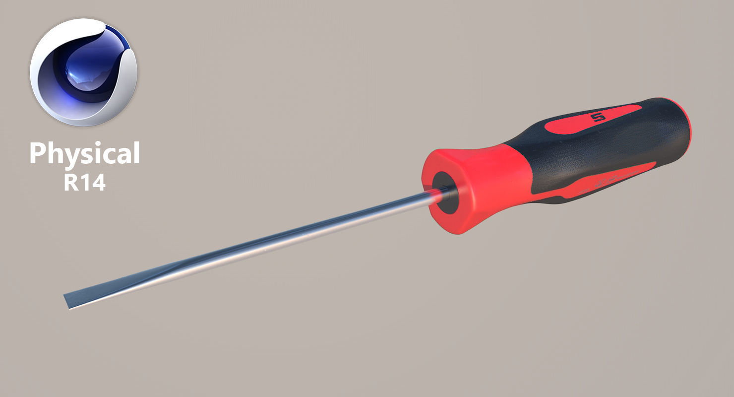 Flat Tip 3 16 Instinct MiniTip SoftGrip Red Screwdriver SGD304BR Low-poly 3D model_24