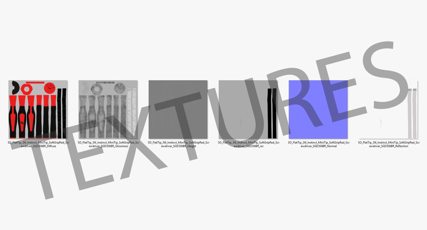 Flat Tip 3 16 Instinct MiniTip SoftGrip Red Screwdriver SGD304BR Low-poly 3D model_27