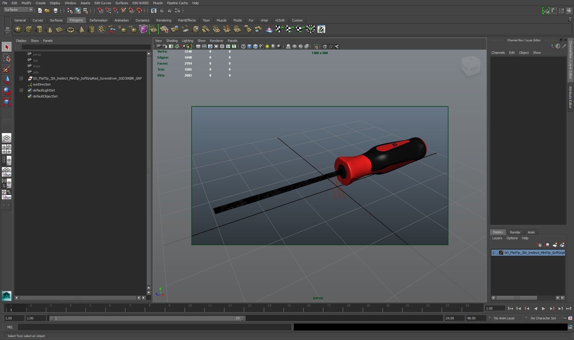 Flat Tip 3 16 Instinct MiniTip SoftGrip Red Screwdriver SGD304BR Low-poly 3D model_23