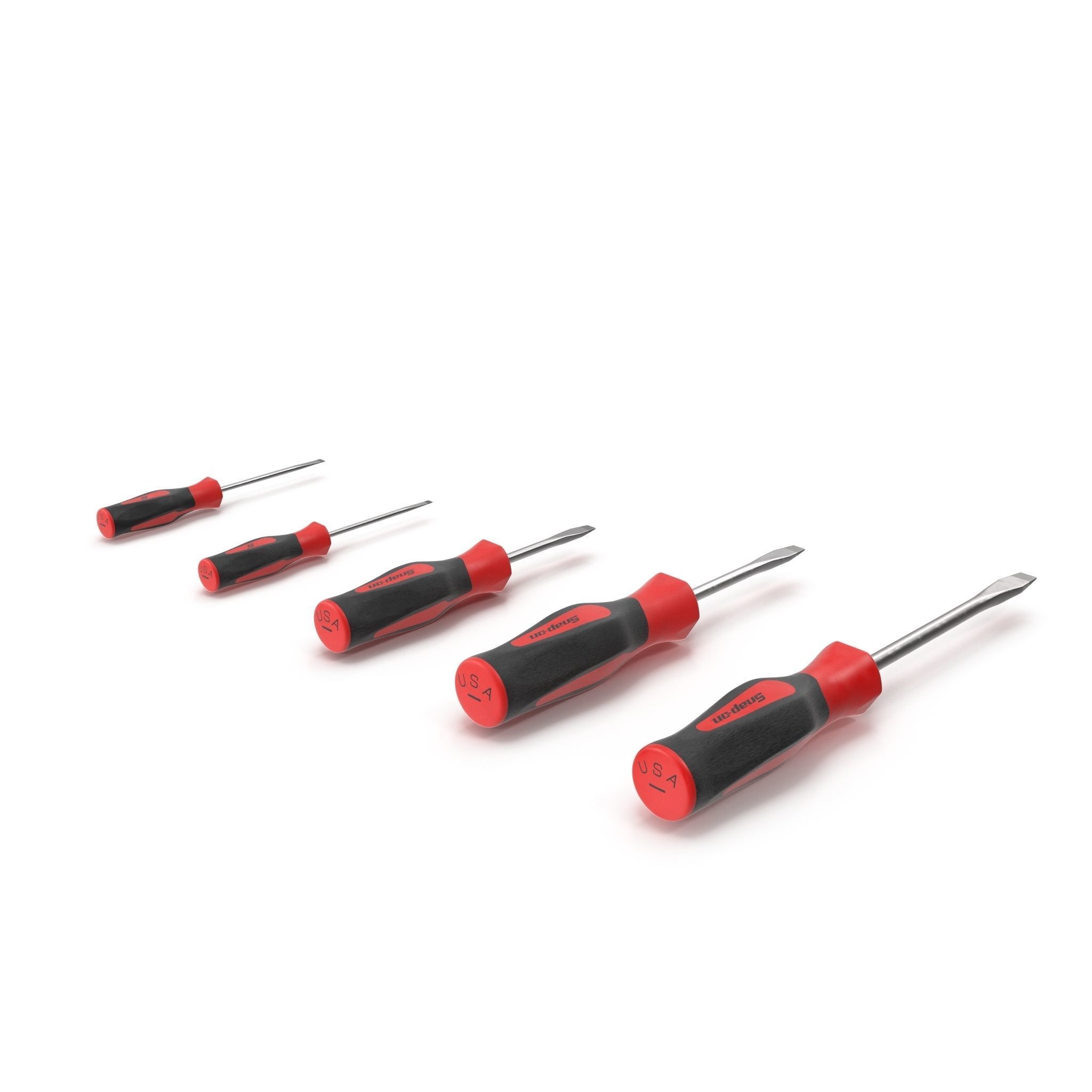5 pc Flat Tip Instinct Soft Grip Red Screwdriver Set SGDS50BR Low-poly 3D model_7