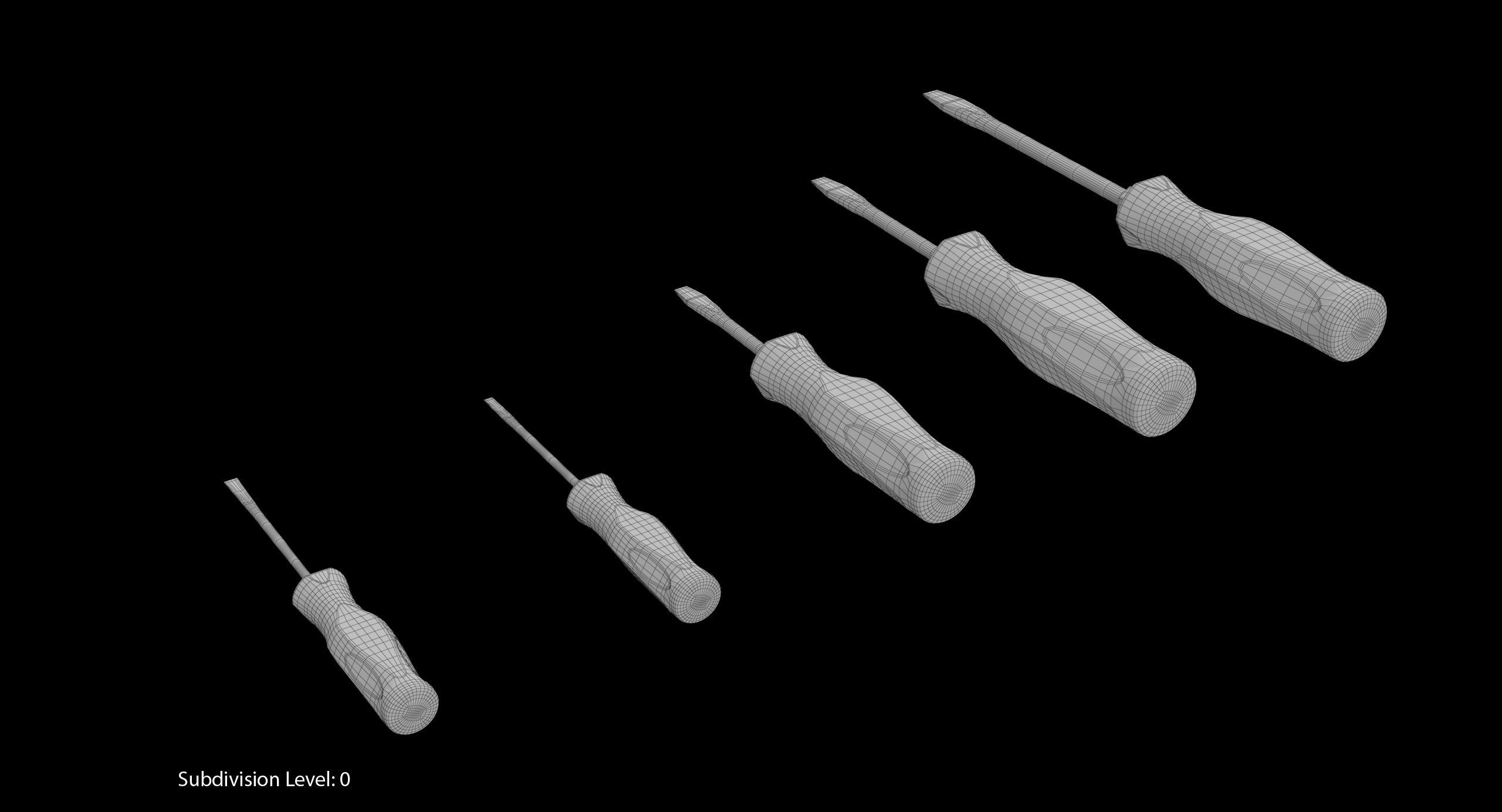 5 pc Flat Tip Instinct Soft Grip Red Screwdriver Set SGDS50BR Low-poly 3D model_15