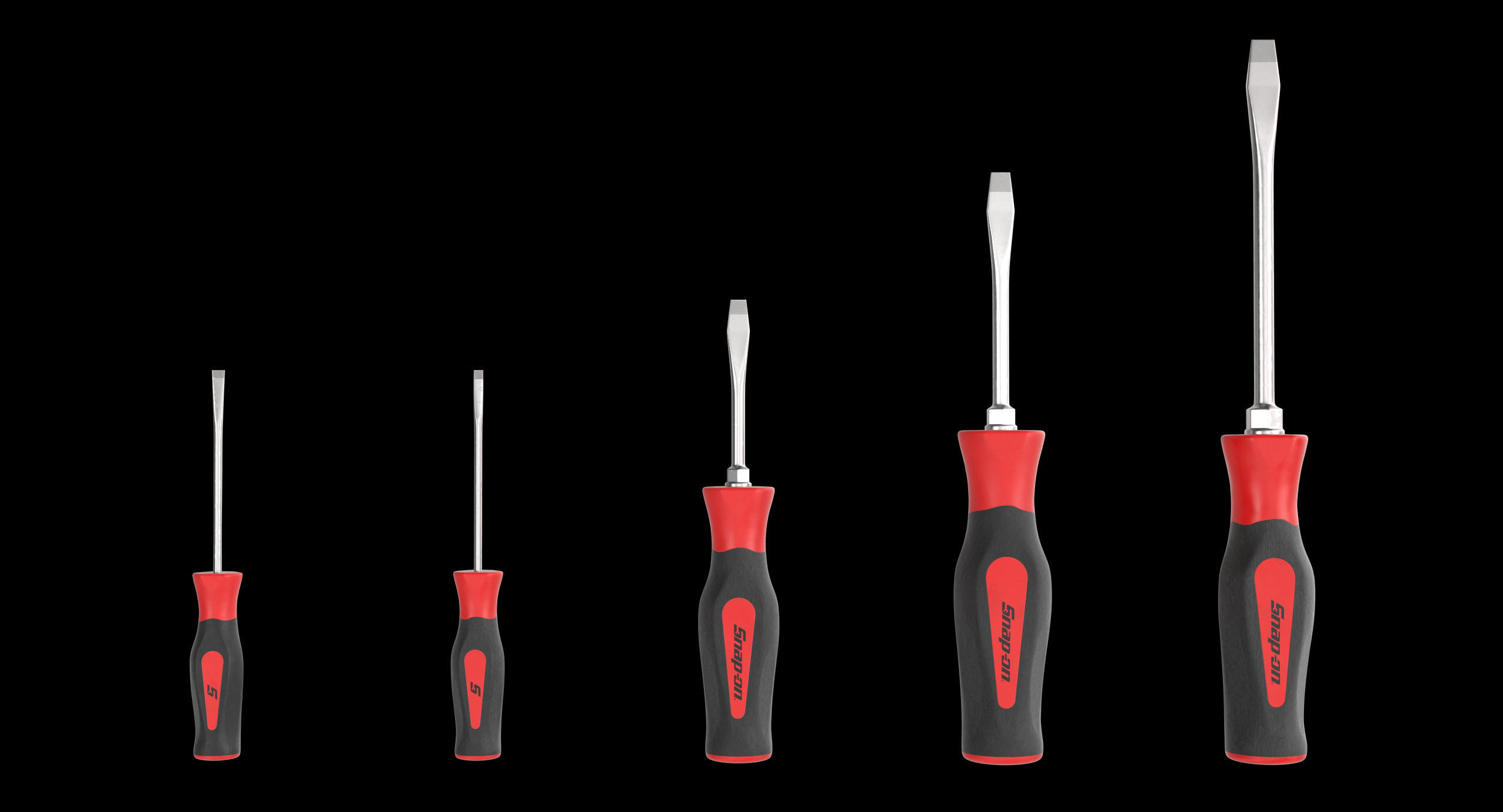 5 pc Flat Tip Instinct Soft Grip Red Screwdriver Set SGDS50BR Low-poly 3D model_1