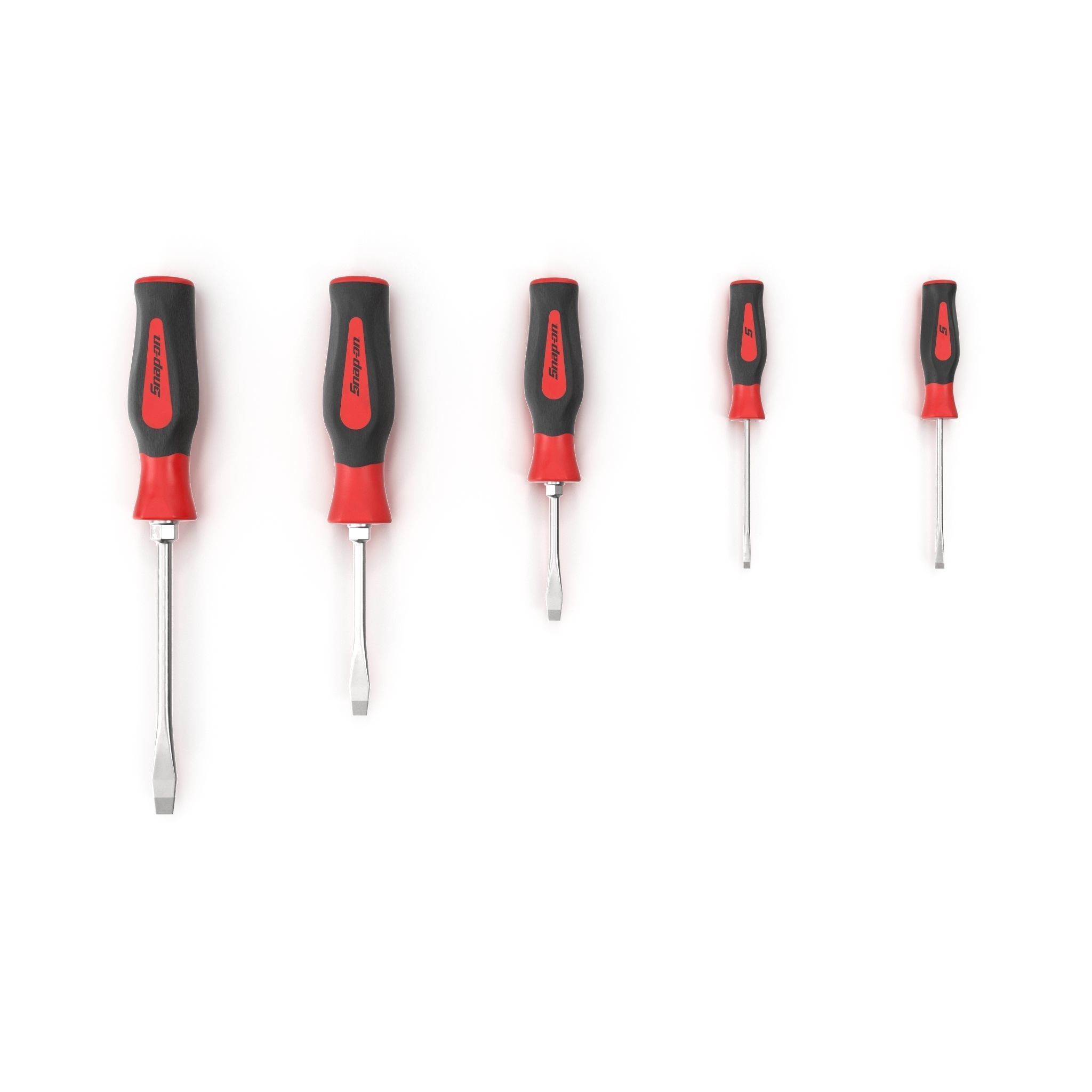 5 pc Flat Tip Instinct Soft Grip Red Screwdriver Set SGDS50BR Low-poly 3D model_5