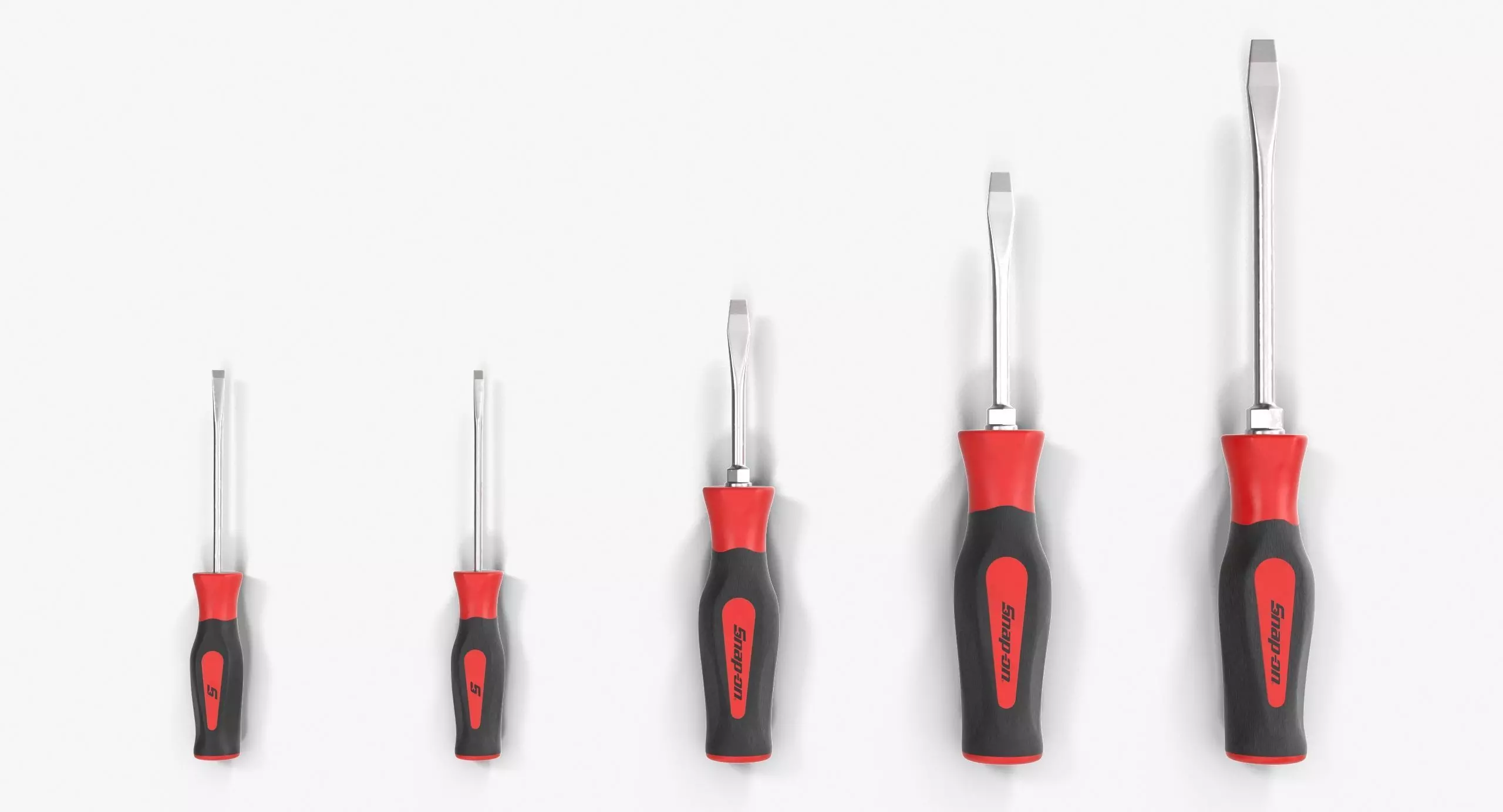 5 pc Flat Tip Instinct Soft Grip Red Screwdriver Set SGDS50BR Low-poly 3D model_0