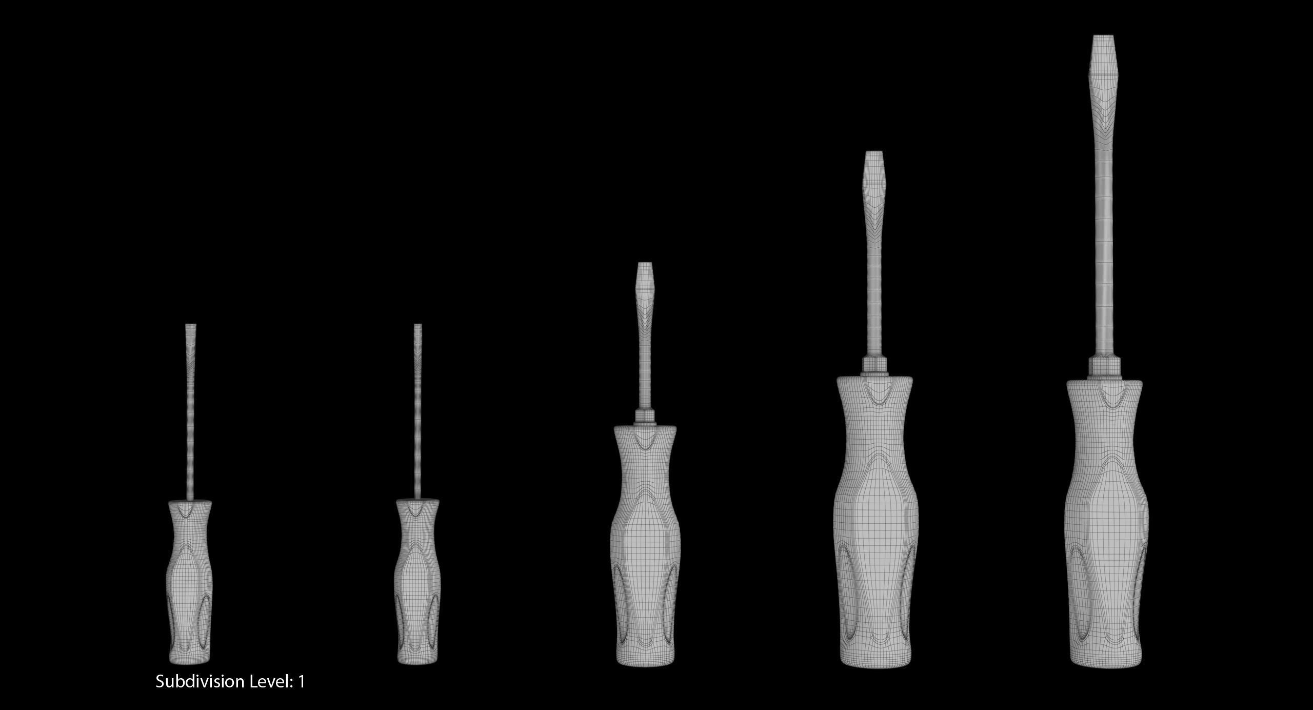 5 pc Flat Tip Instinct Soft Grip Red Screwdriver Set SGDS50BR Low-poly 3D model_14