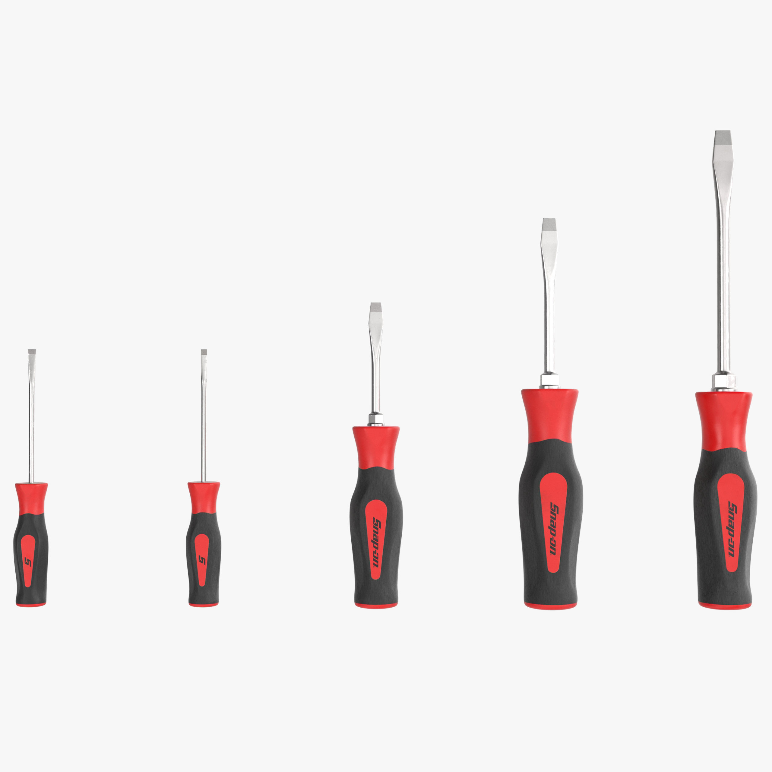 5 pc Flat Tip Instinct Soft Grip Red Screwdriver Set SGDS50BR Low-poly 3D model_19