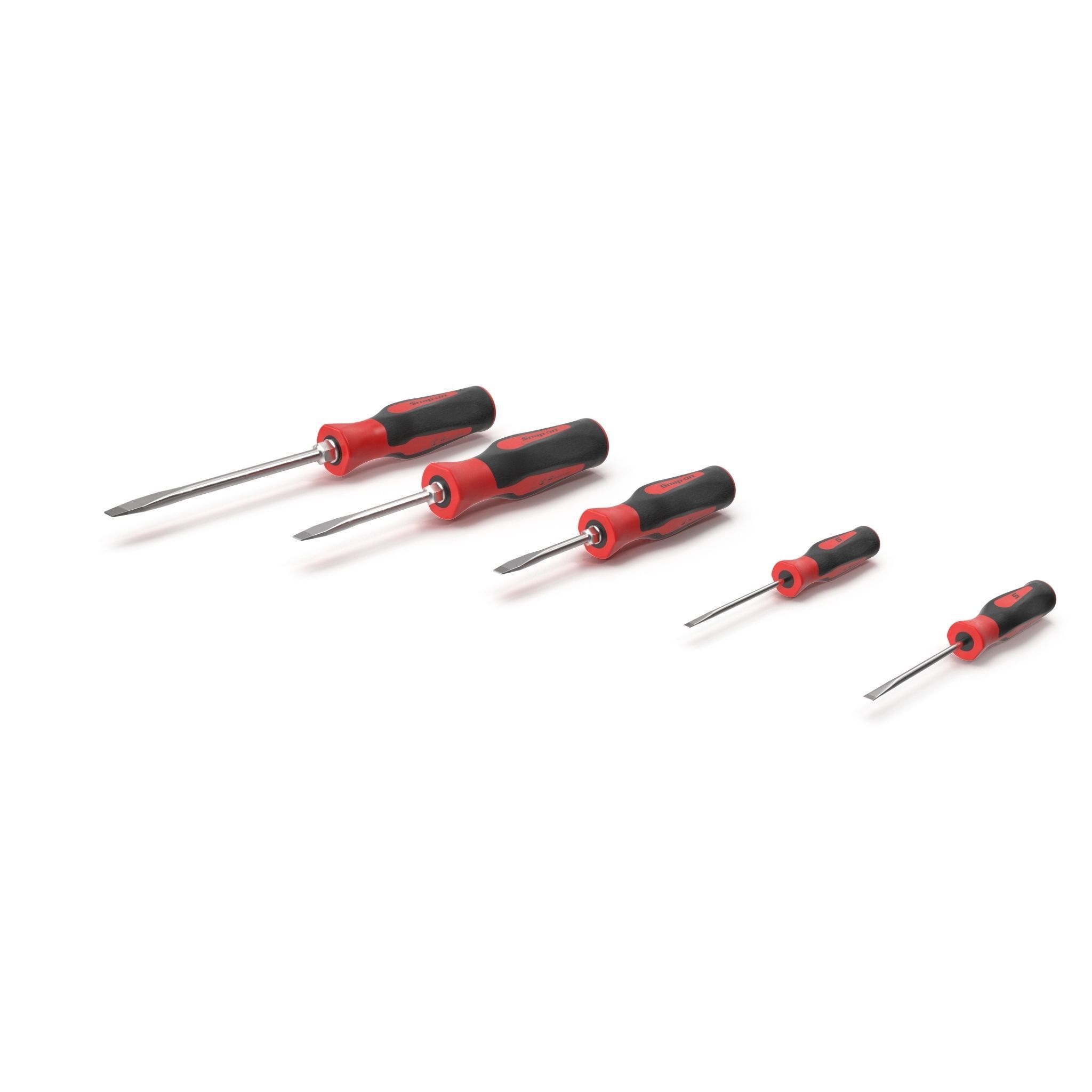 5 pc Flat Tip Instinct Soft Grip Red Screwdriver Set SGDS50BR Low-poly 3D model_6