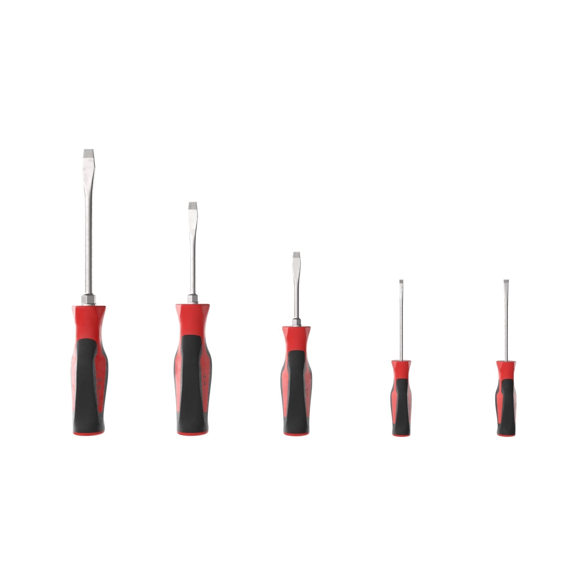 5 pc Flat Tip Instinct Soft Grip Red Screwdriver Set SGDS50BR Low-poly 3D model_12