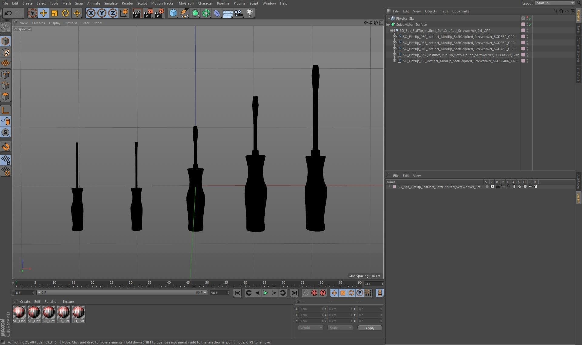 5 pc Flat Tip Instinct Soft Grip Red Screwdriver Set SGDS50BR Low-poly 3D model_26