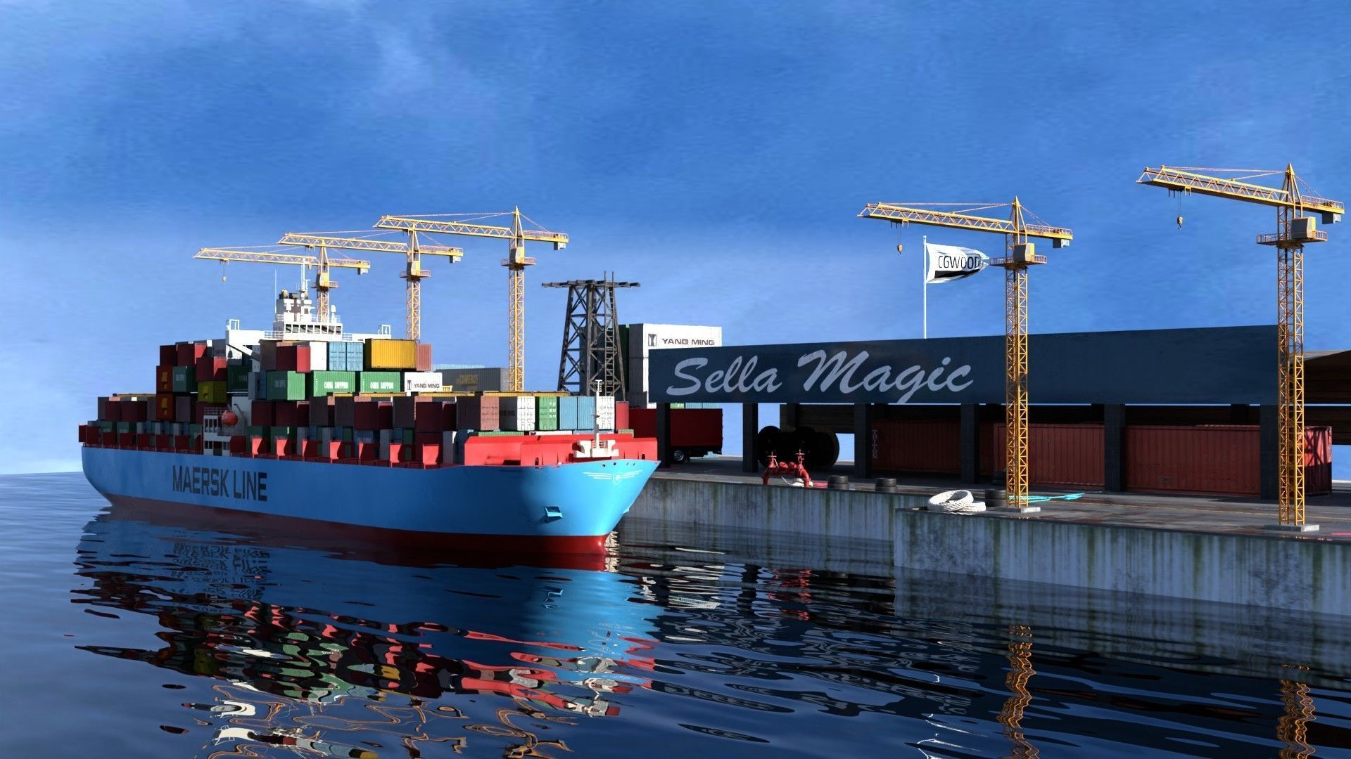 Shipyard container ship Cargo port 3D model | CGTrader