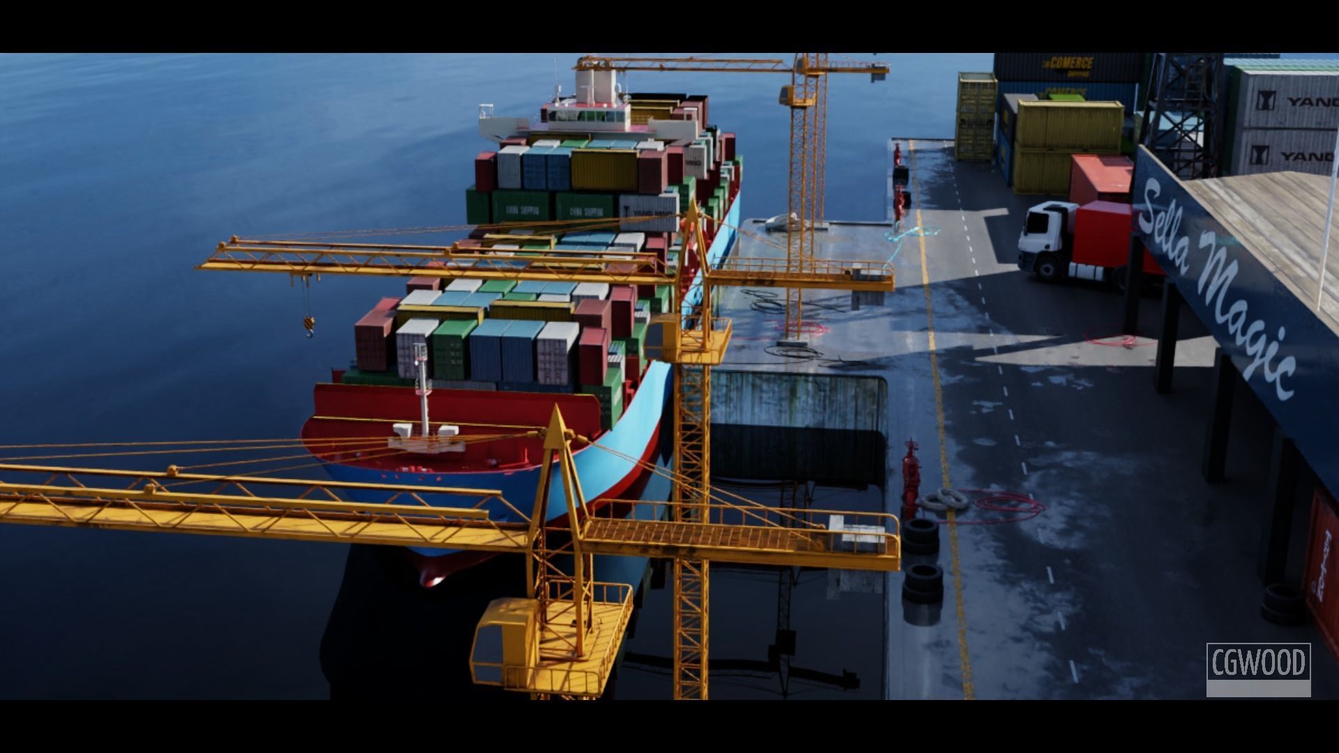 Shipyard container ship Cargo port 3D model | CGTrader
