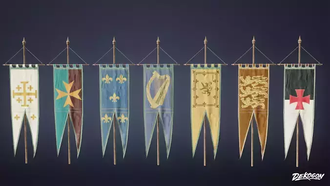 MEDIEVAL - Posted Flag 01 - LOW POLY