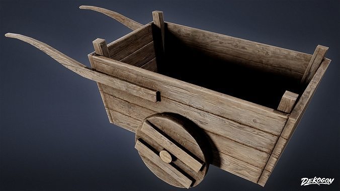 MEDIEVAL - Pull Cart 01 - LOW POLY Low-poly 3D model