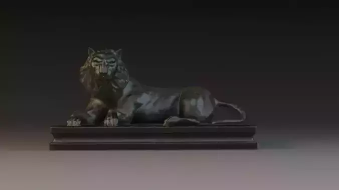 Bronze Lions bronze statues beasts big lions 3D model