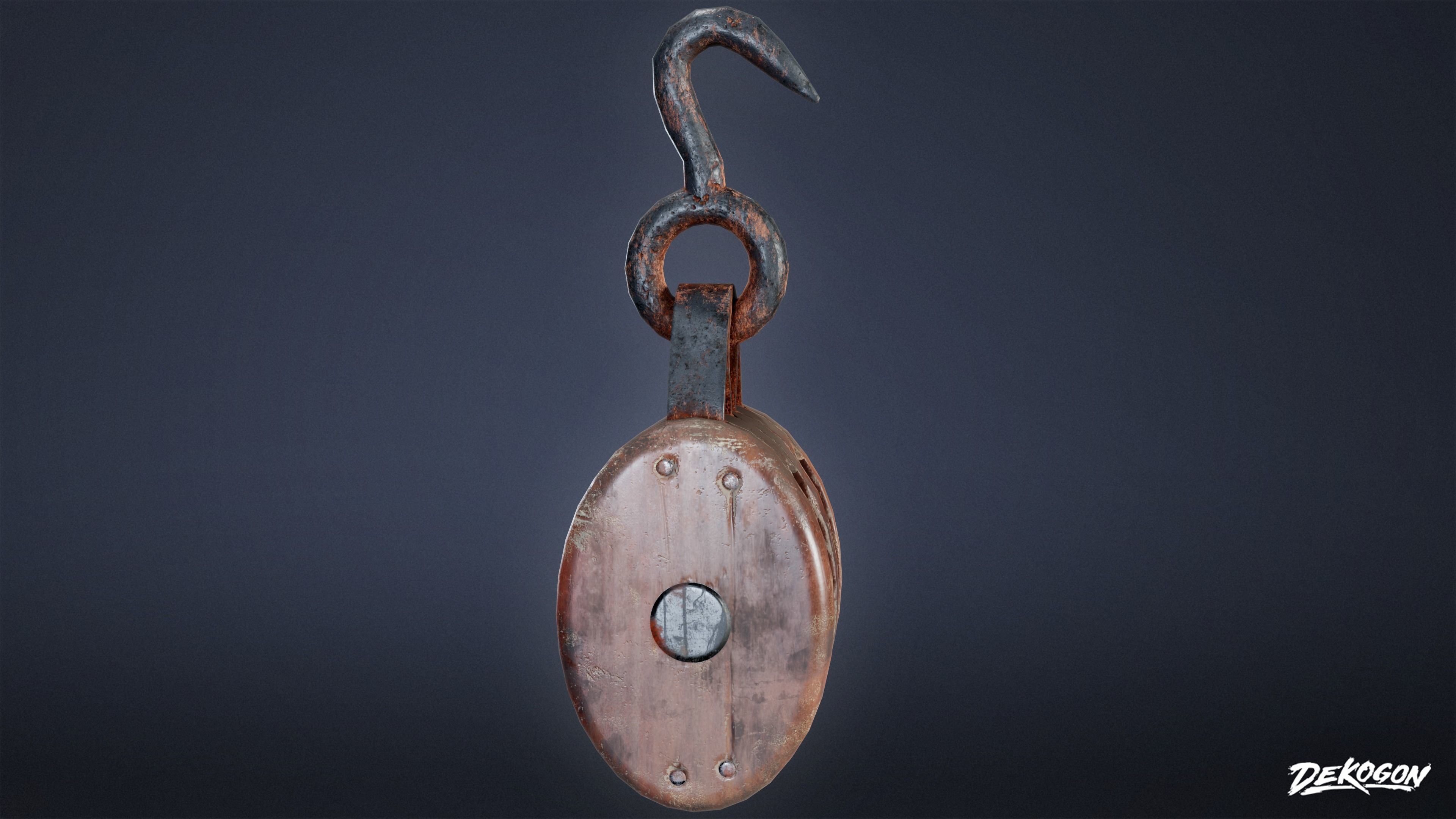 MEDIEVAL - Pulley 01 - LOW POLY Low-poly 3D model_2