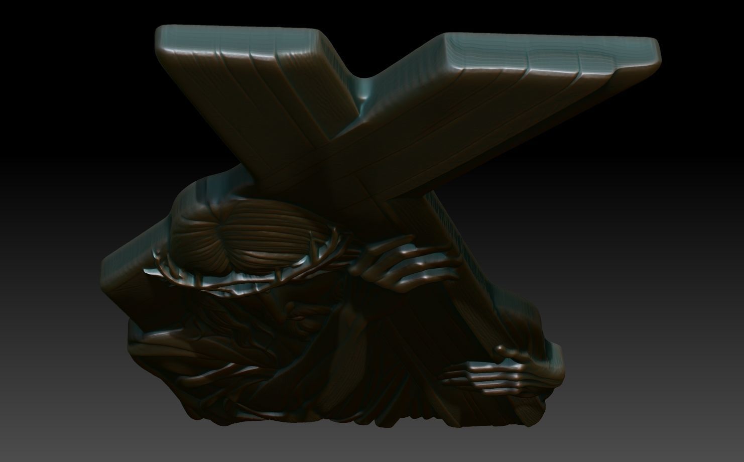 Jesus carrying the cross basrelief 03 240608 3D print model_3