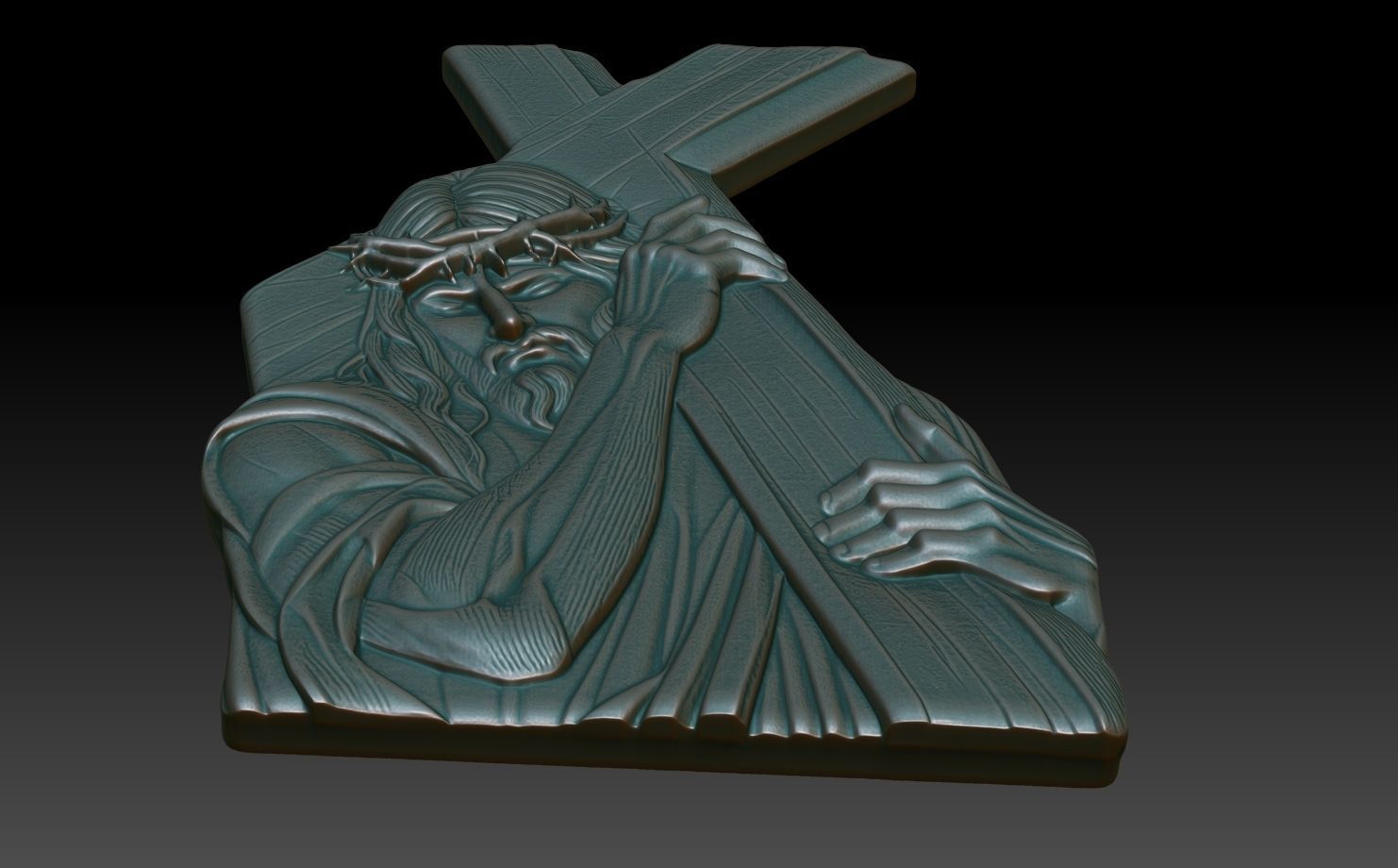 Jesus carrying the cross basrelief 03 240608 3D print model_4