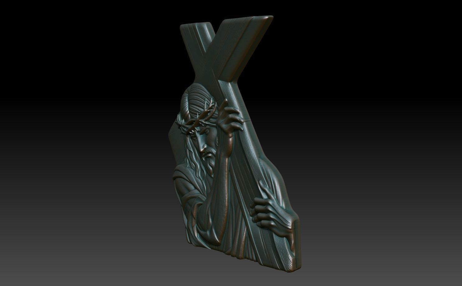 Jesus carrying the cross basrelief 03 240608 3D print model_1
