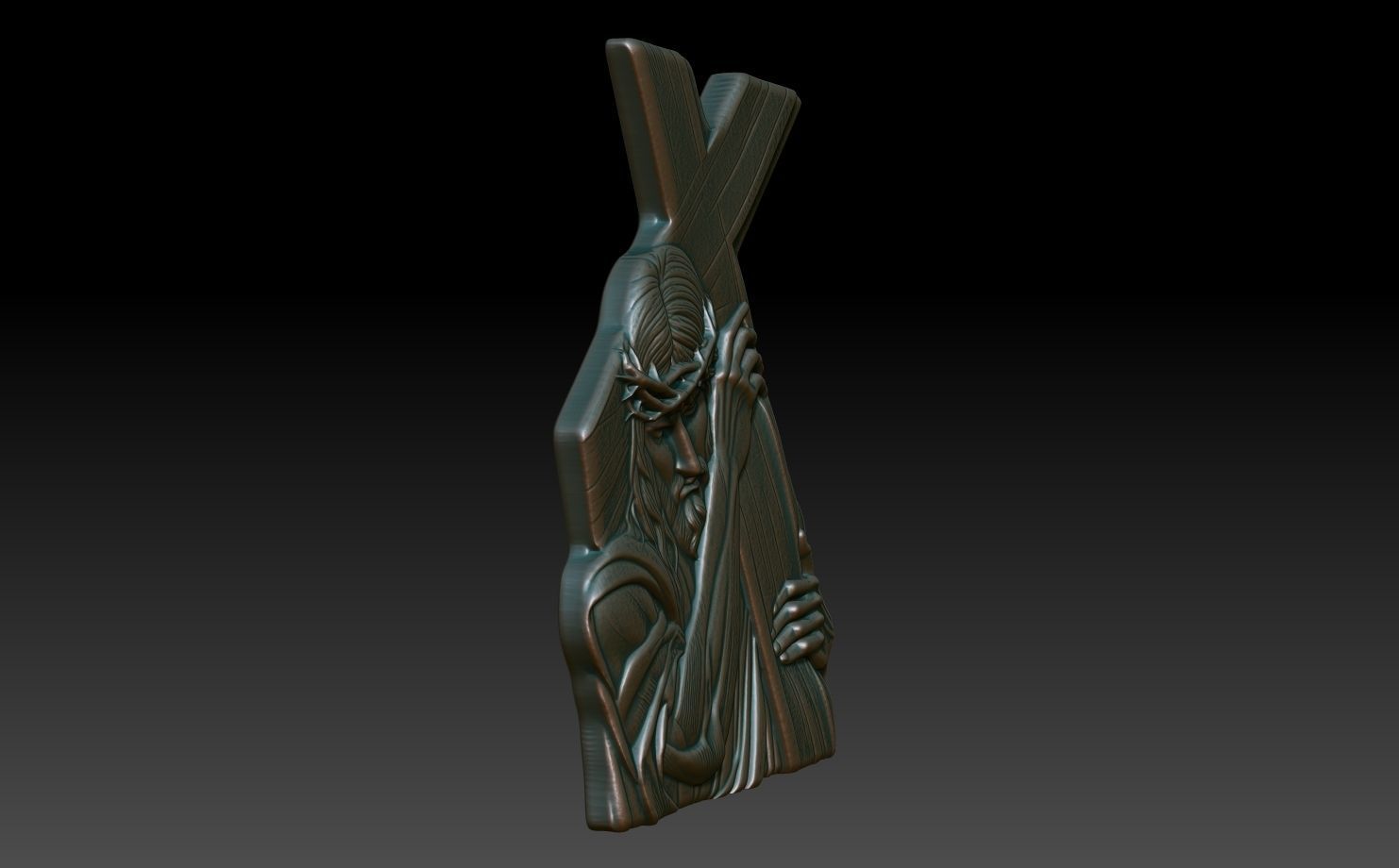 Jesus carrying the cross basrelief 03 240608 3D print model_2
