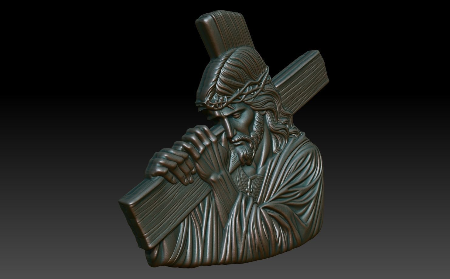 Jesus carrying the cross basrelief 02 240608 3D print model_2