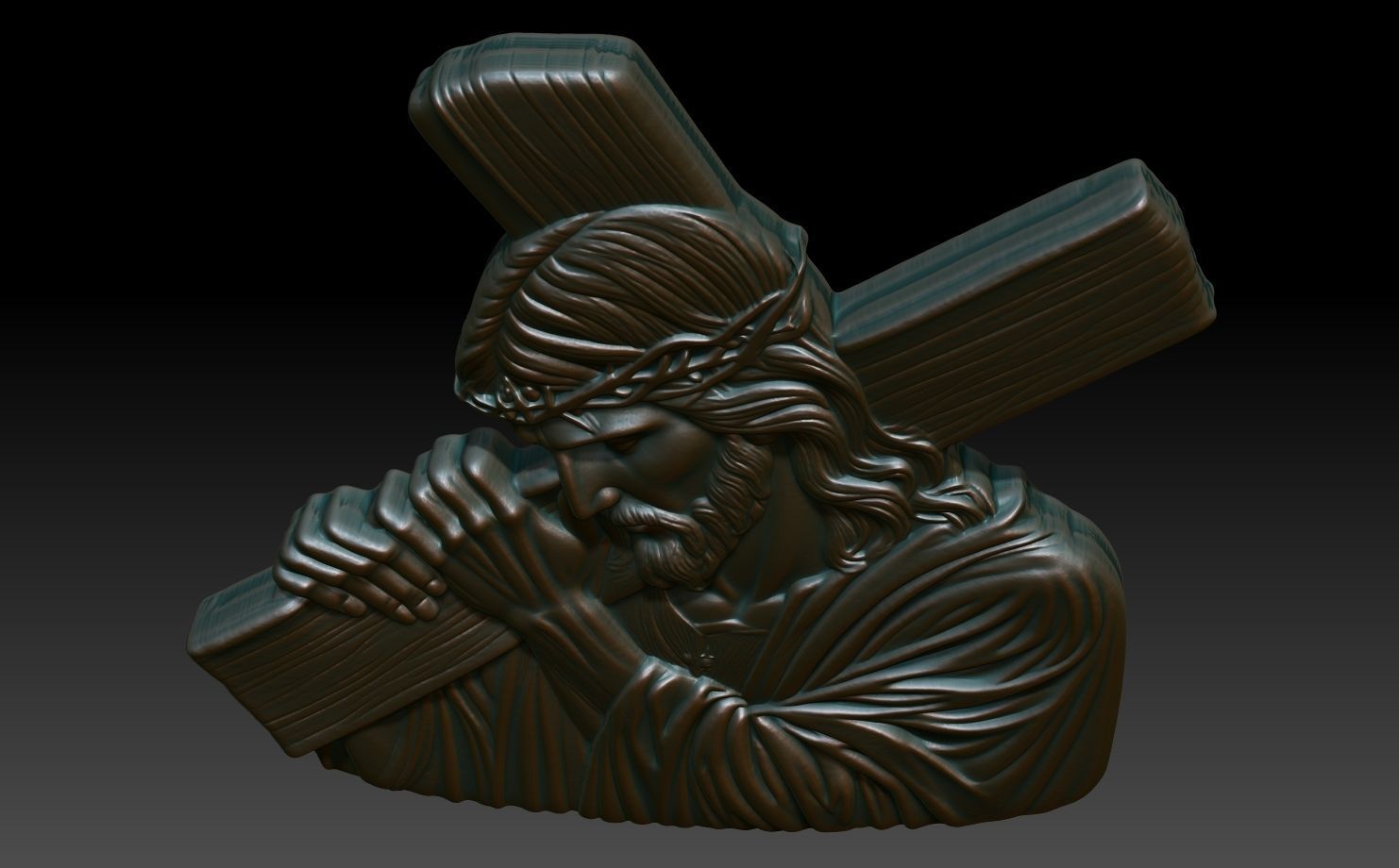 Jesus carrying the cross basrelief 02 240608 3D print model_3