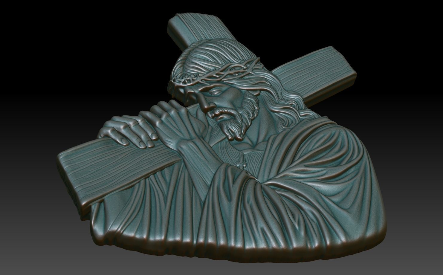 Jesus carrying the cross basrelief 02 240608 3D print model_4