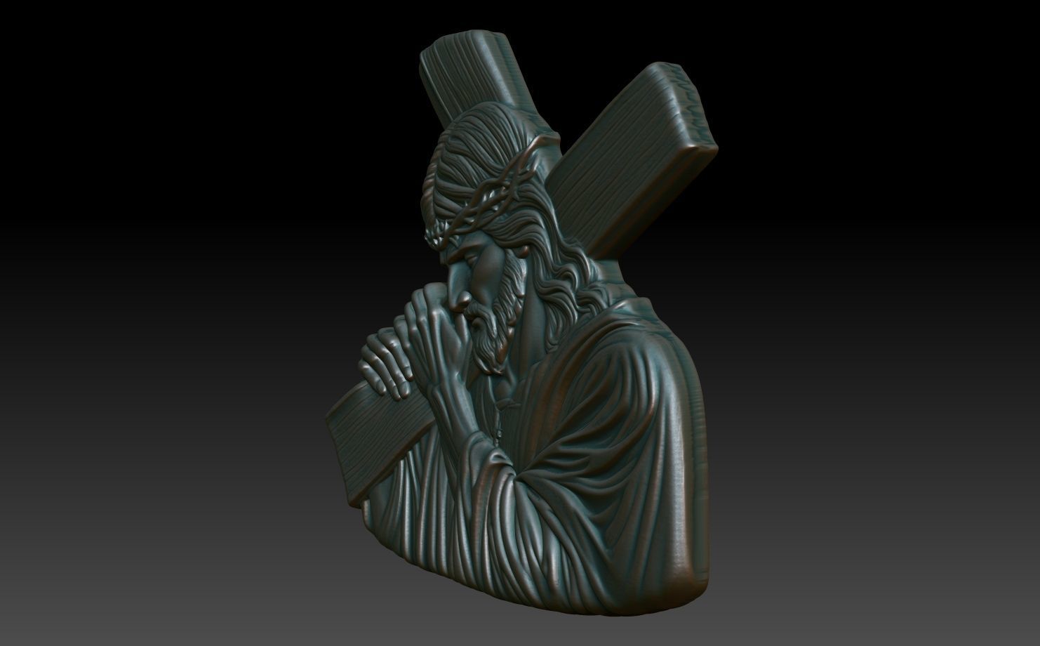 Jesus carrying the cross basrelief 02 240608 3D print model_1