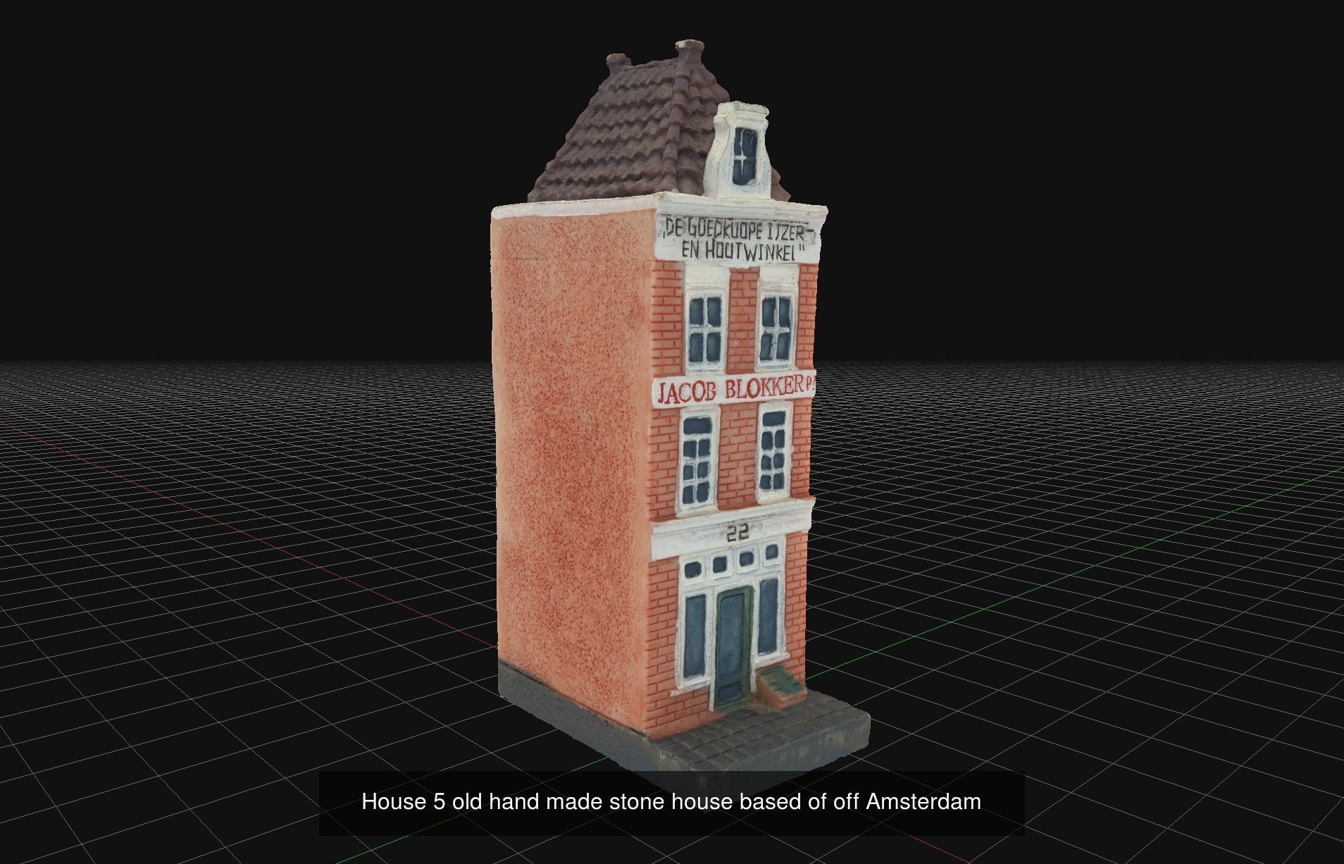 10 old hand made stone house based of off Amsterdam 3D Model Collection_7