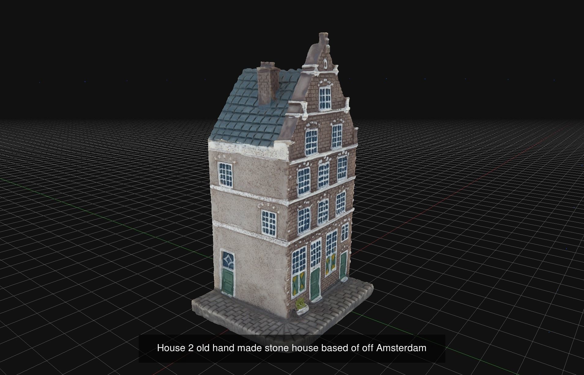 10 old hand made stone house based of off Amsterdam 3D Model Collection_4