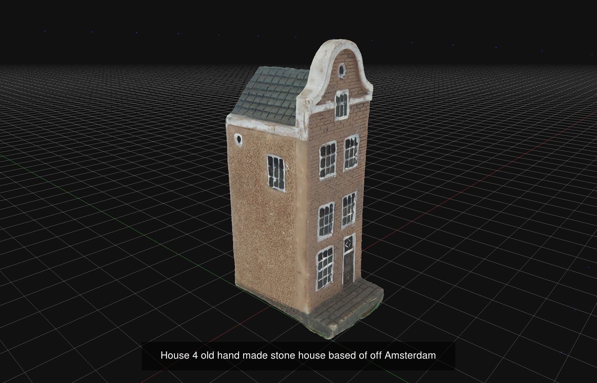 10 old hand made stone house based of off Amsterdam 3D Model Collection_6