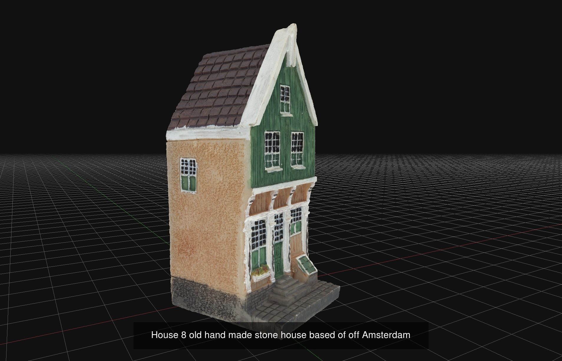 10 old hand made stone house based of off Amsterdam 3D Model Collection_9