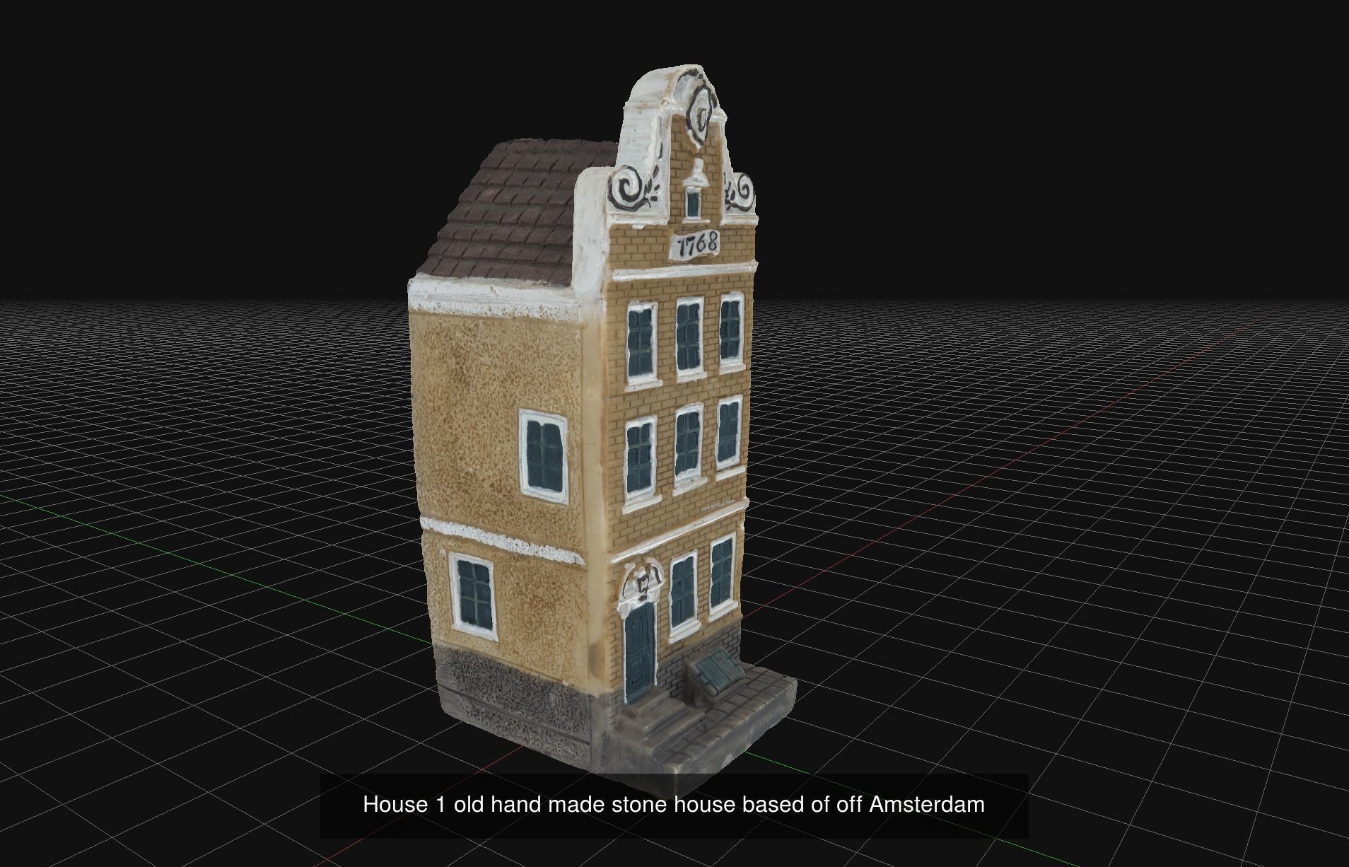 10 old hand made stone house based of off Amsterdam 3D Model Collection_3