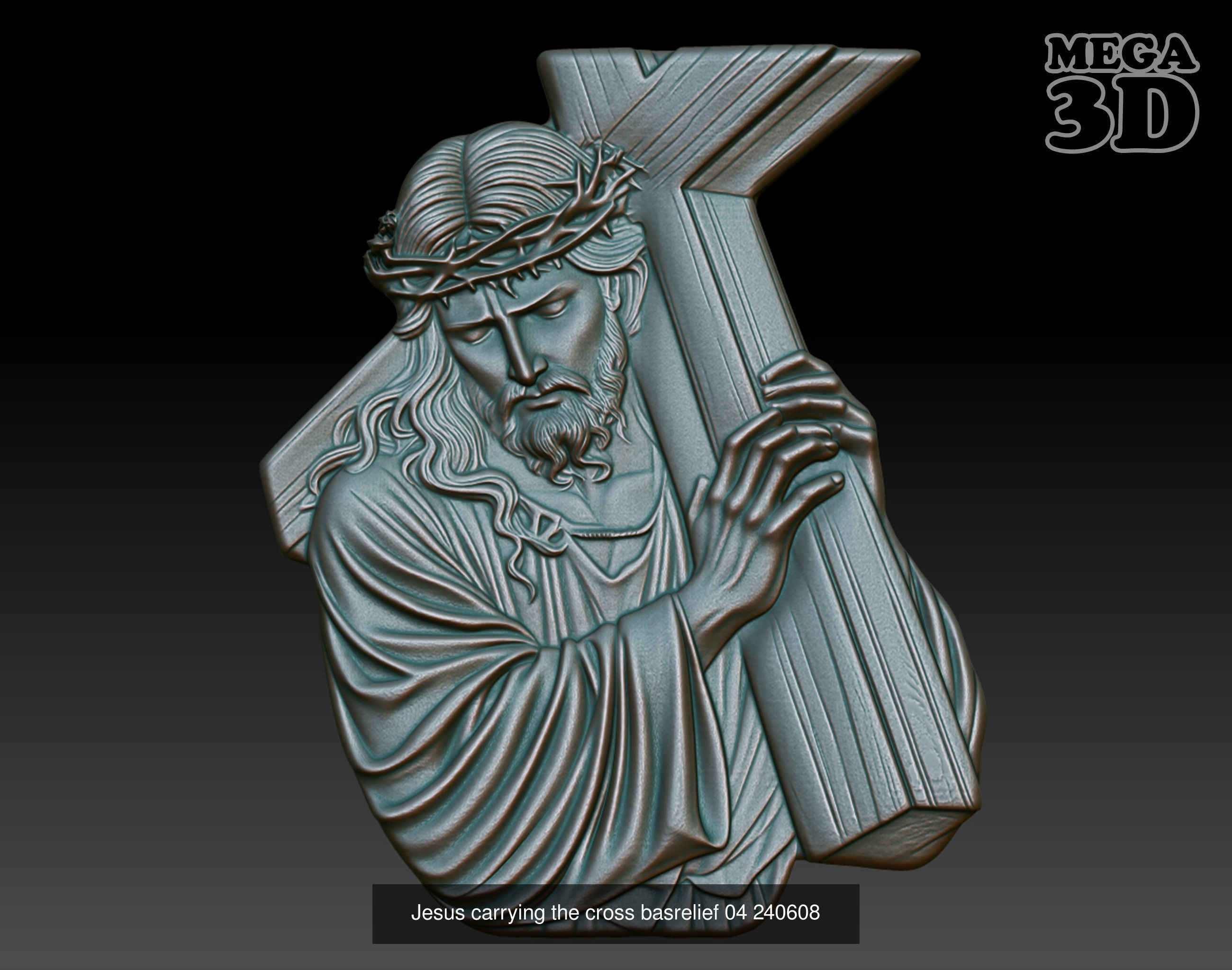 Jesus carrying the cross basrelief Pack 240608 3D Model Collection_6