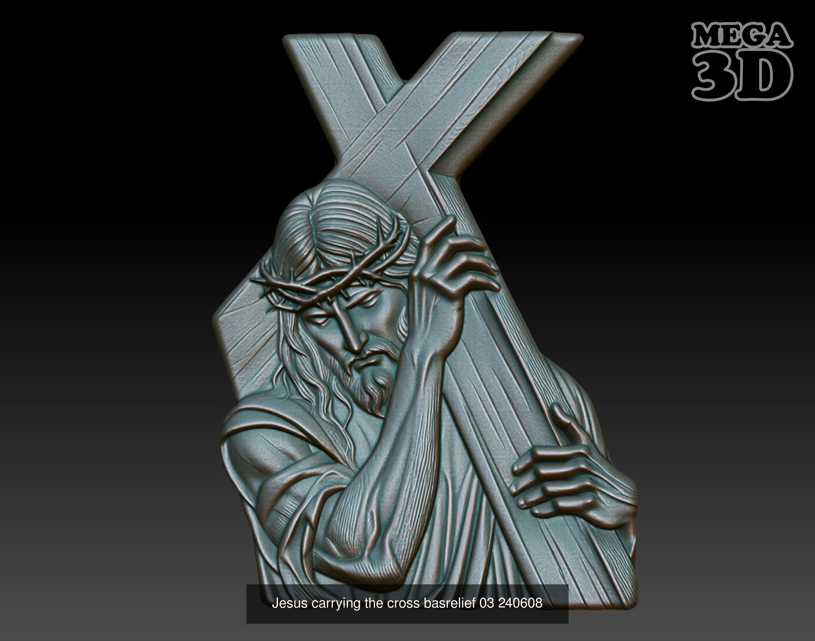 Jesus carrying the cross basrelief Pack 240608 3D Model Collection_7