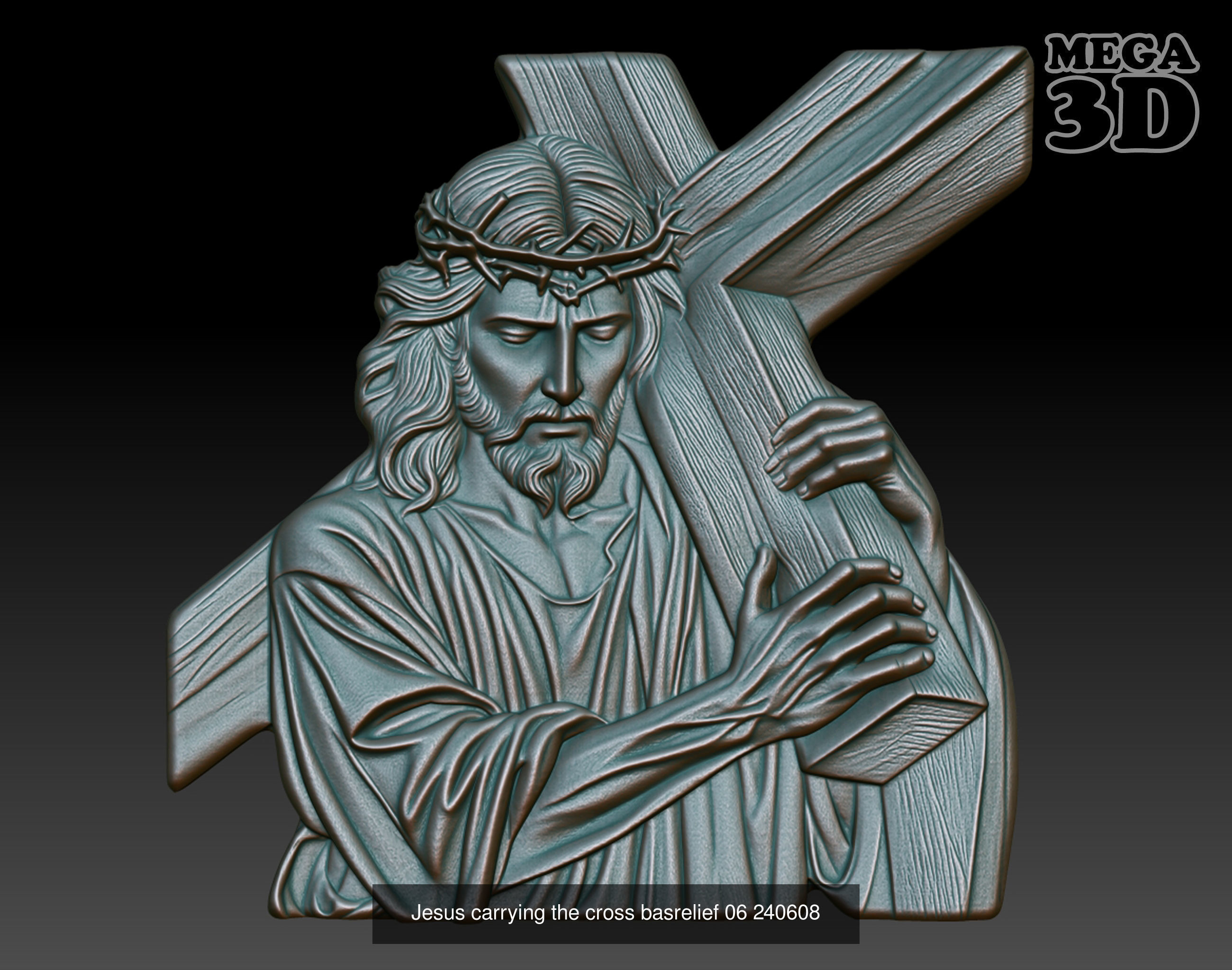 Jesus carrying the cross basrelief Pack 240608 3D Model Collection_4