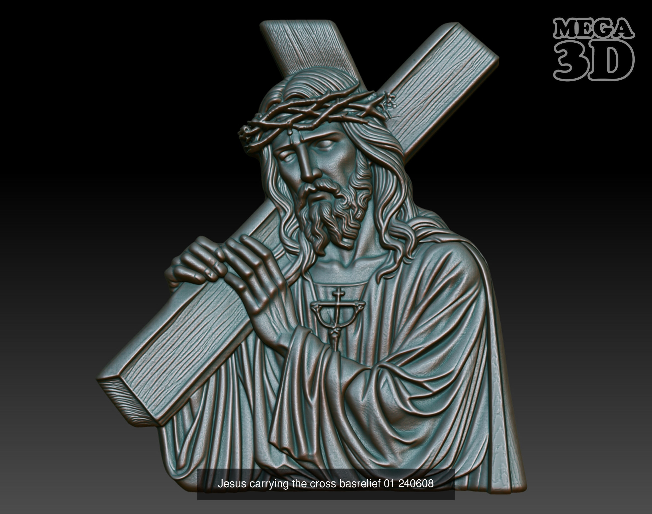 Jesus carrying the cross basrelief Pack 240608 3D Model Collection_9