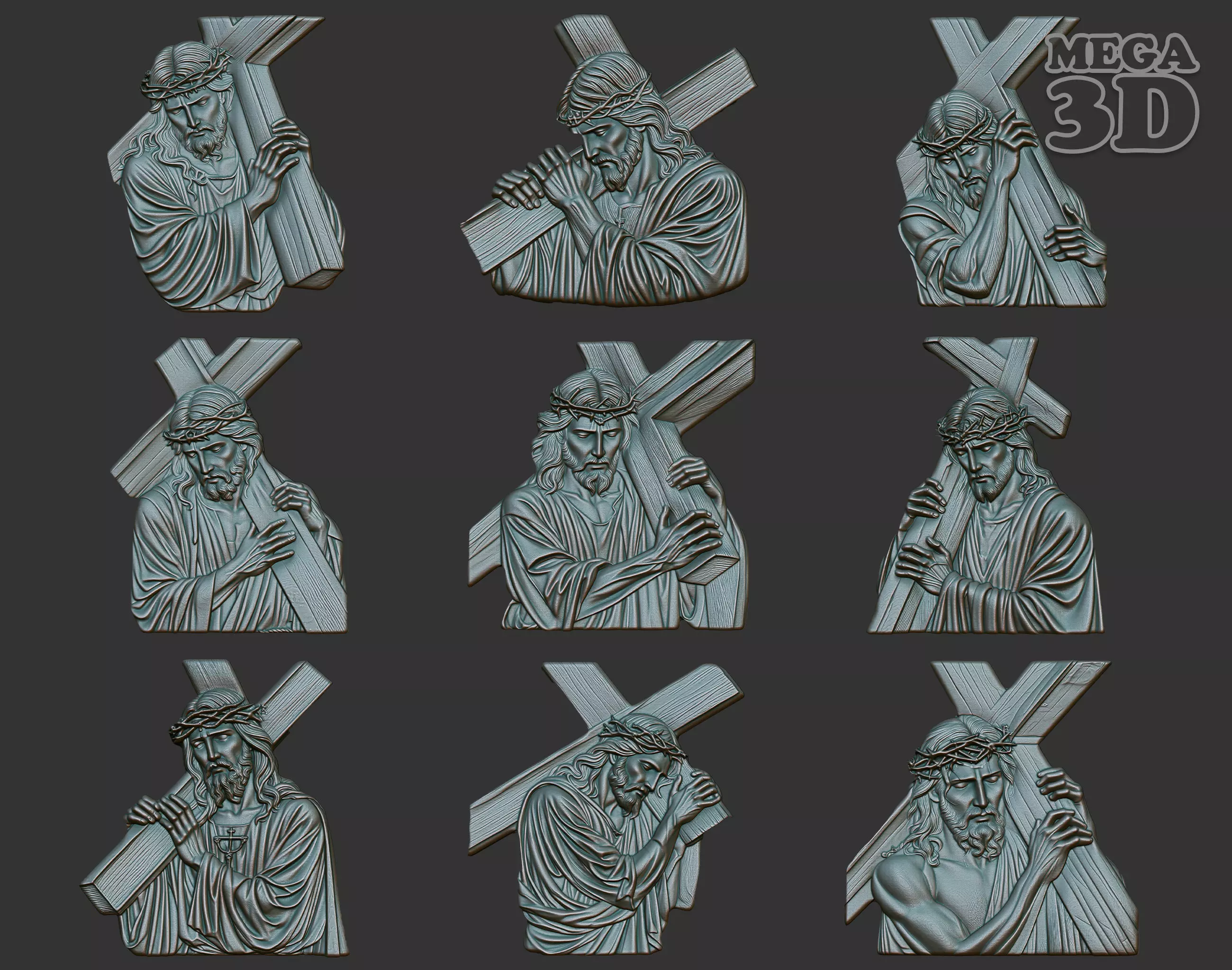 Jesus carrying the cross basrelief Pack 240608 3D Model Collection_0