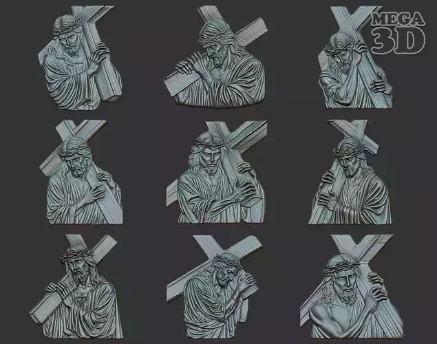 Jesus carrying the cross basrelief Pack 240608