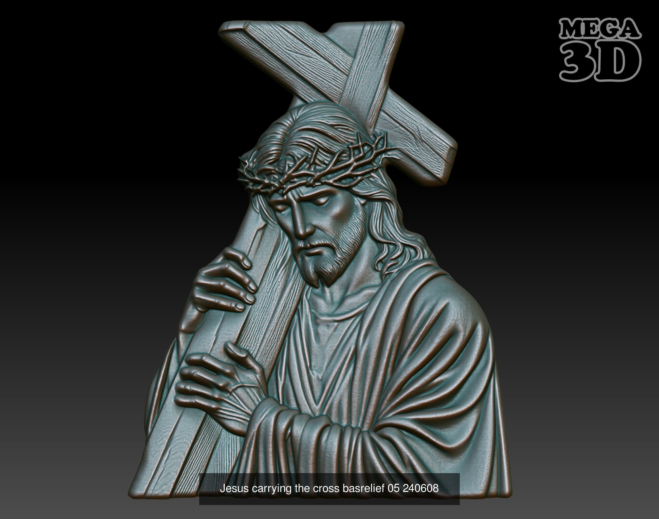 Jesus carrying the cross basrelief Pack 240608 3D Model Collection_5