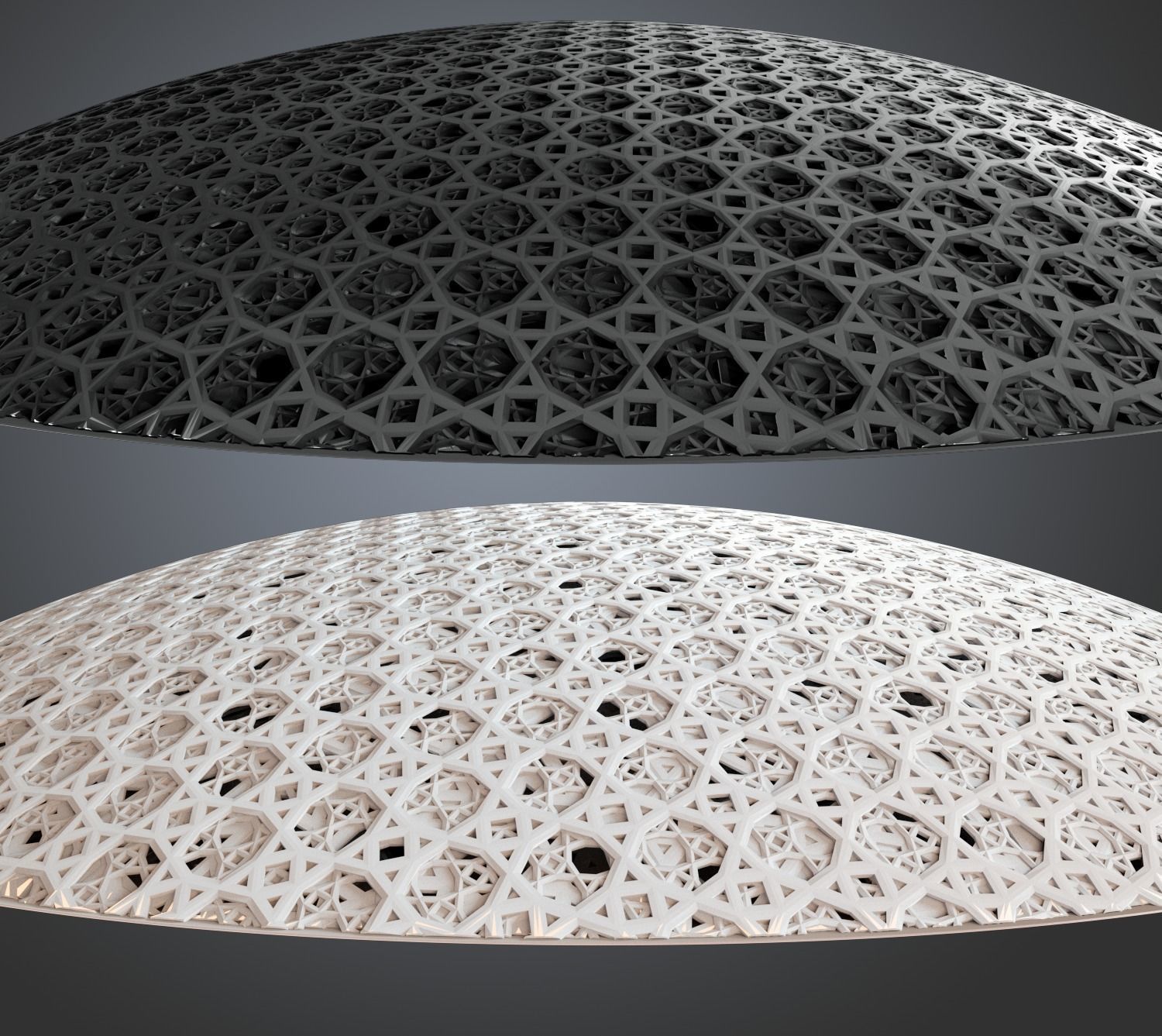 The Louvre abu dhabi museum art  with 2 Different Dome design 3D print model_3