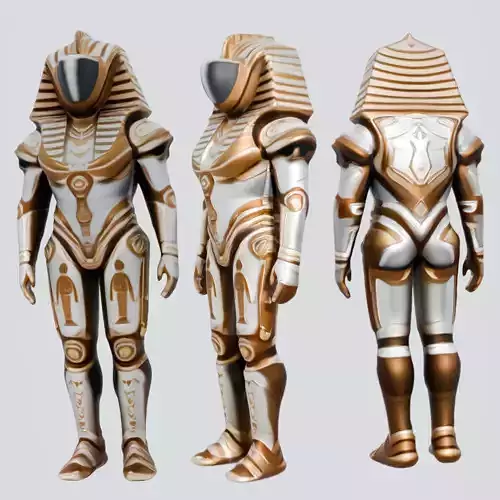Space Suit Pharaoh Robot - Game-Ready 3D Model -  PBR Textures Low-poly 3D model