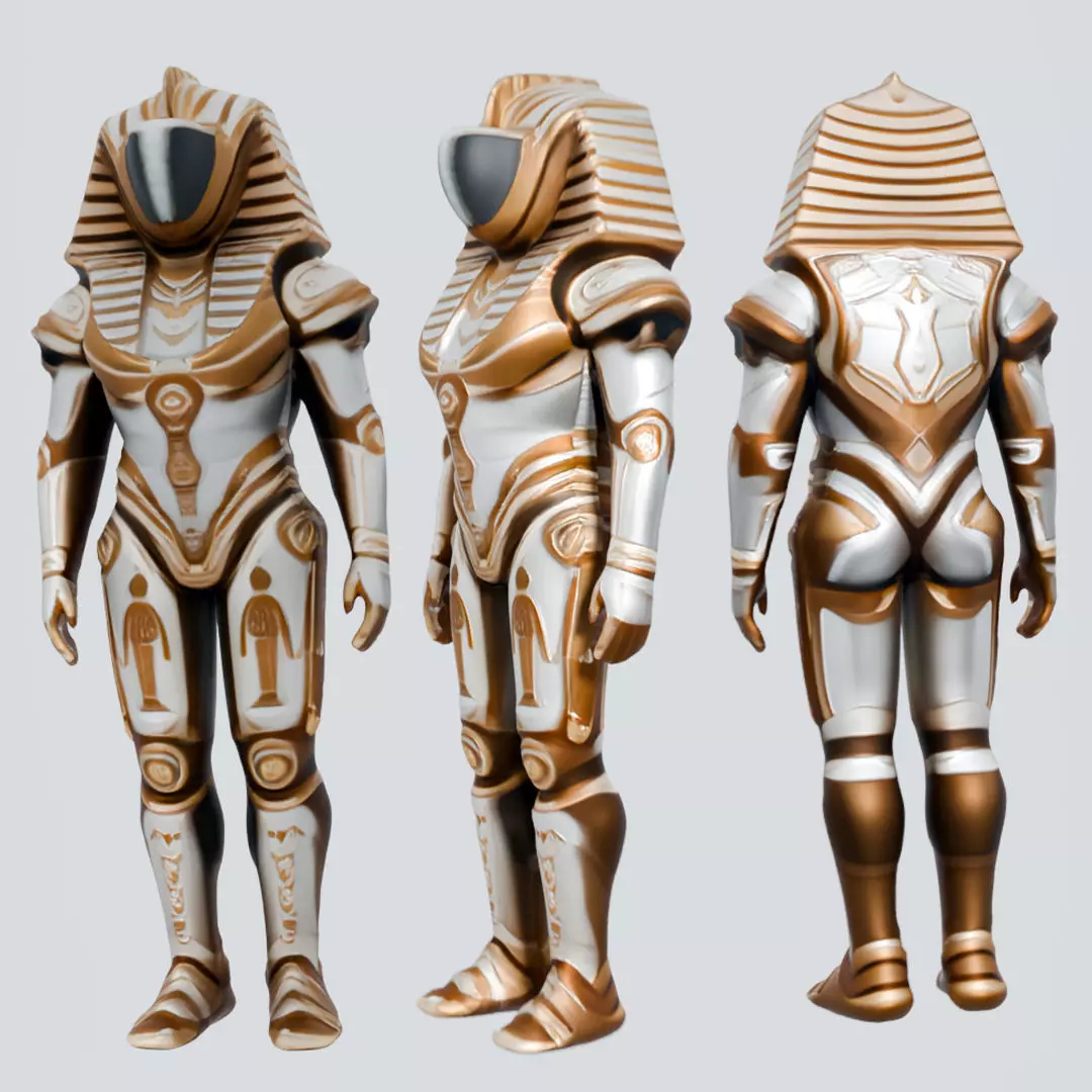 Space Suit Pharaoh Robot - Game-Ready 3D Model -  PBR Textures Low-poly 3D model_0