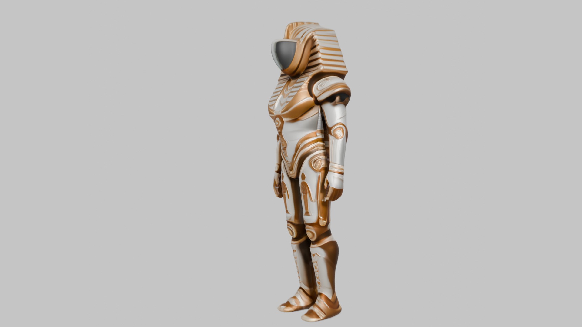 Space Suit Pharaoh Robot - Game-Ready 3D Model -  PBR Textures Low-poly 3D model_3