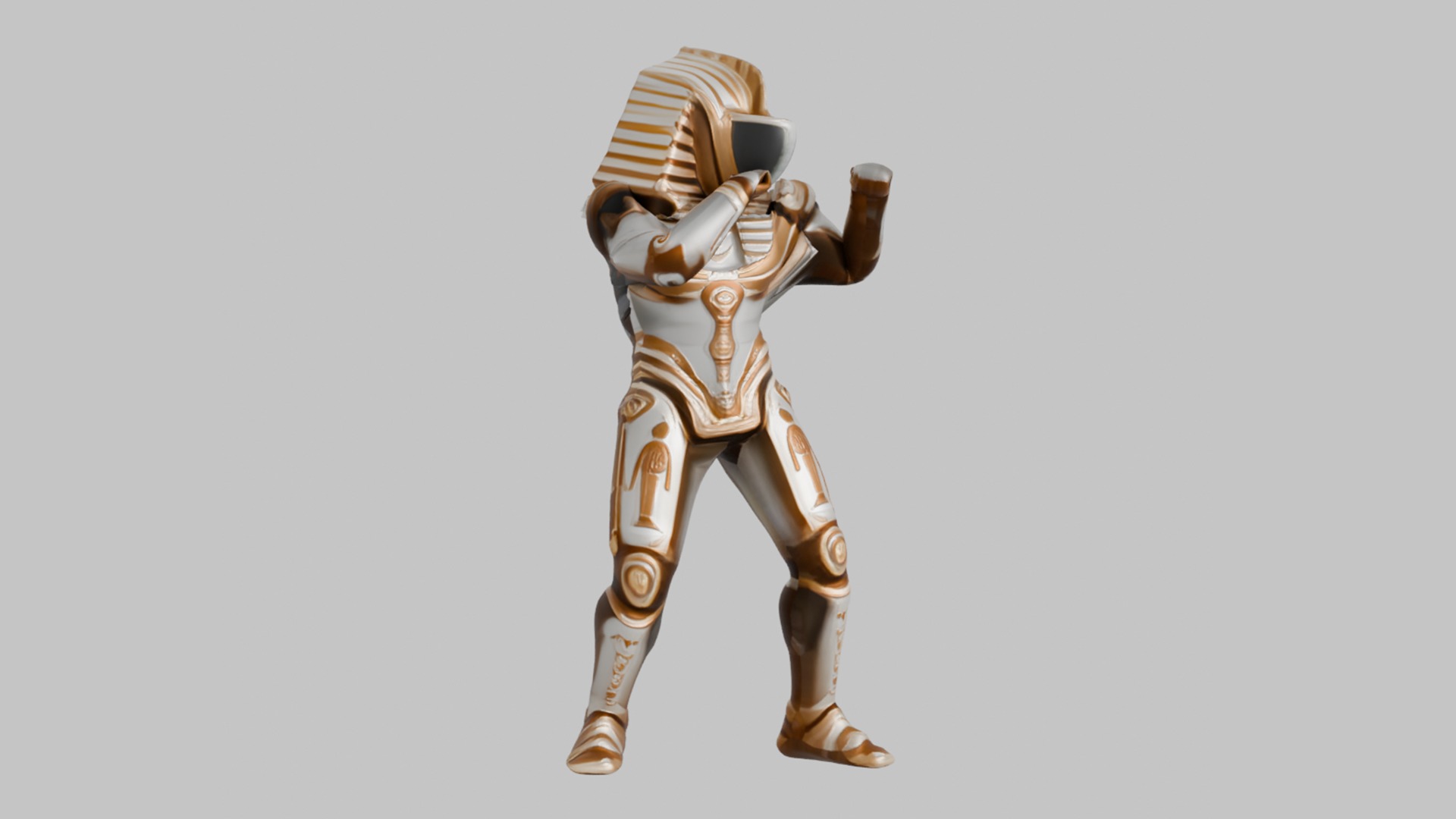 Space Suit Pharaoh Robot - Game-Ready 3D Model -  PBR Textures Low-poly 3D model_5